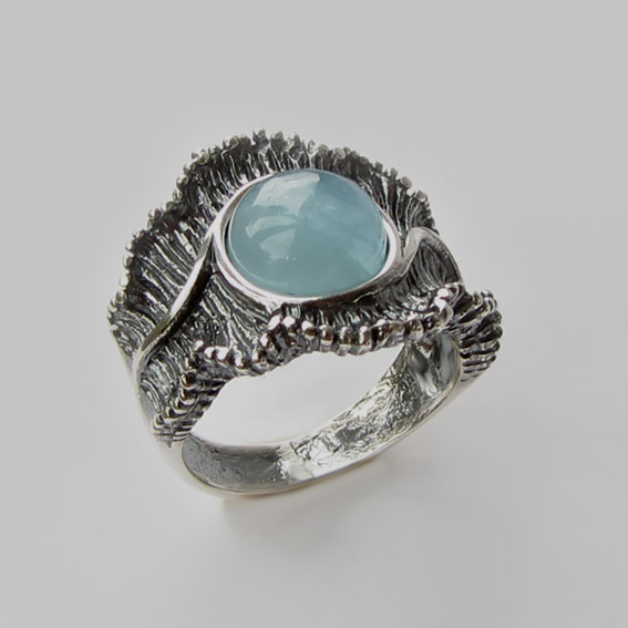 Серебряное кольцо с аквамарином, арт.ВОЛ32