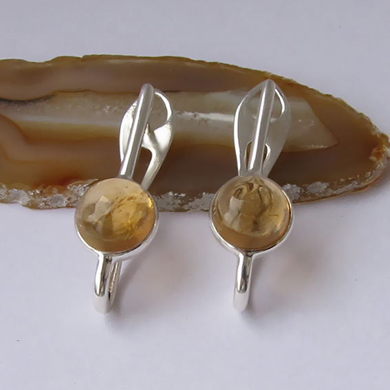 Серьги из серебра с цитрином, арт. Д49