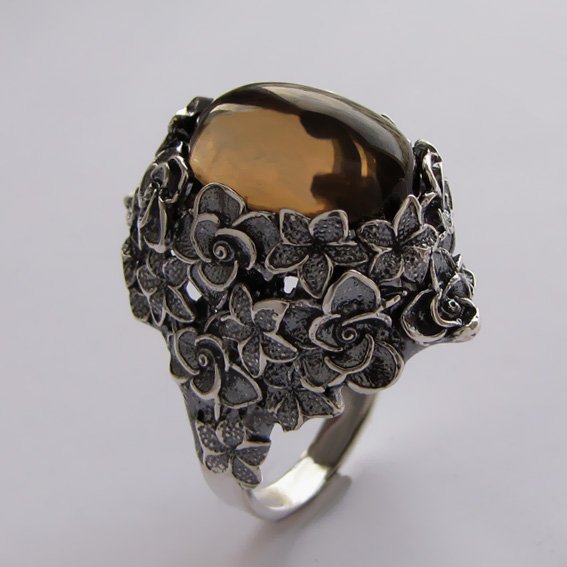 Серебряное кольцо с раухтопазом, арт.БУК3