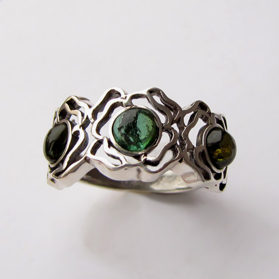 Кольцо с зеленым турмалином, арт. 3ОР3