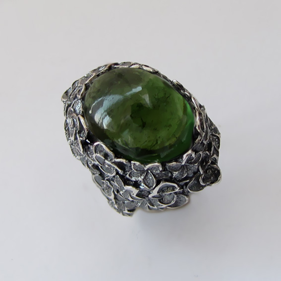 Кольцо с турмалином зеленым, арт. БУК3