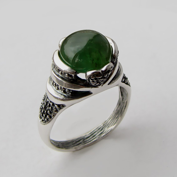 Кольцо с турмалином зеленым, арт. ПЕБА3