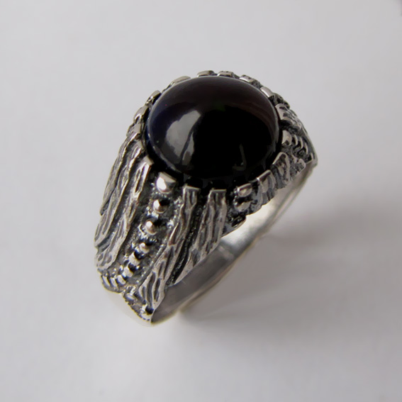 Серебряное кольцо с агатом, арт. ПР3